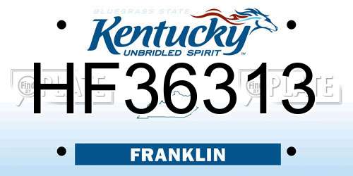 HF36313 Kentucky License Plate