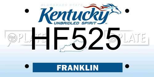 HF525 Kentucky License Plate