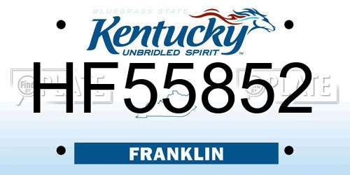 HF55852 Kentucky License Plate
