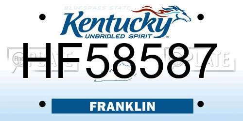 HF58587 Kentucky License Plate