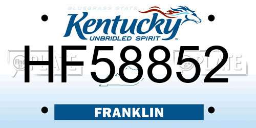 HF58852 Kentucky License Plate