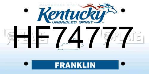 HF74777 Kentucky License Plate