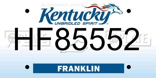 HF85552 Kentucky License Plate