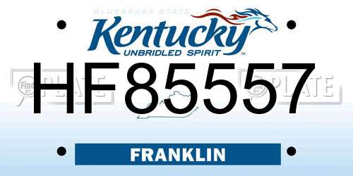 HF85557 Kentucky License Plate