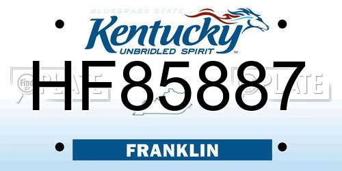 HF85887 Kentucky License Plate