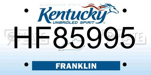 HF85995 Kentucky License Plate