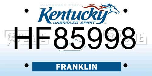 HF85998 Kentucky License Plate