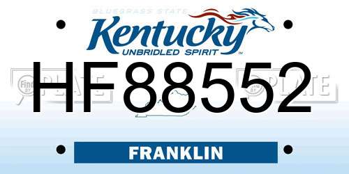 HF88552 Kentucky License Plate