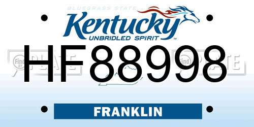 HF88998 Kentucky License Plate