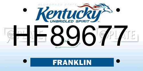 HF89677 Kentucky License Plate