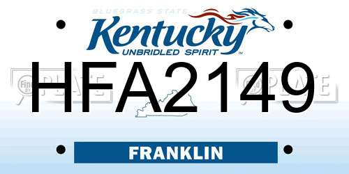 HFA2149 Kentucky License Plate
