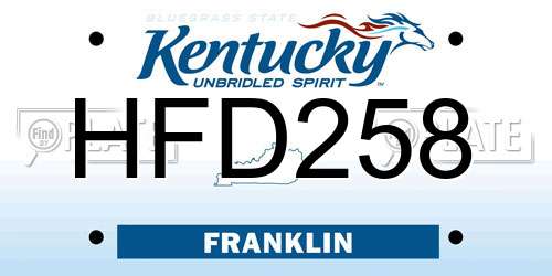 HFD258 Kentucky License Plate