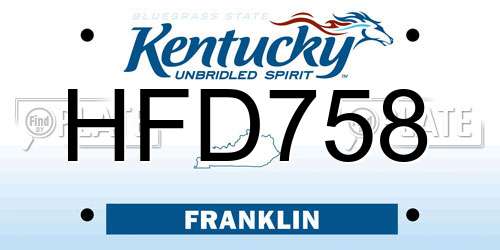HFD758 Kentucky License Plate