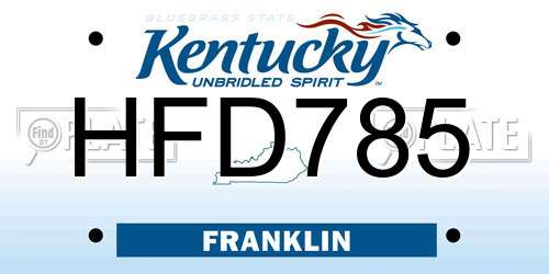 HFD785 Kentucky License Plate