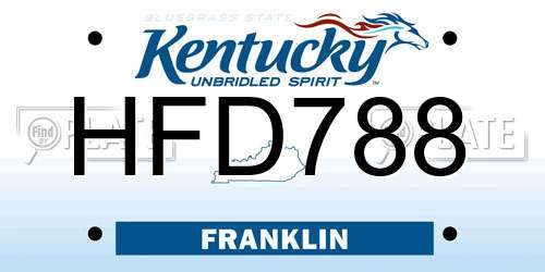 HFD788 Kentucky License Plate
