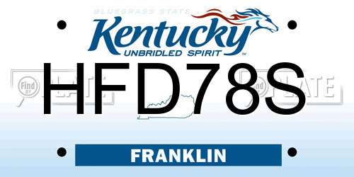 HFD78S Kentucky License Plate