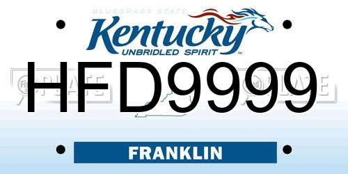 HFD9999 Kentucky License Plate