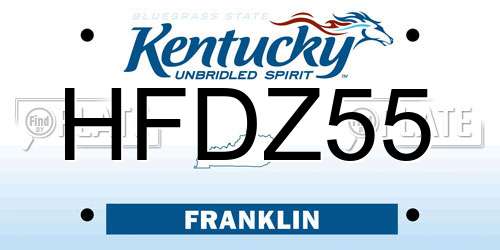 HFDZ55 Kentucky License Plate