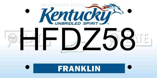 HFDZ58 Kentucky License Plate