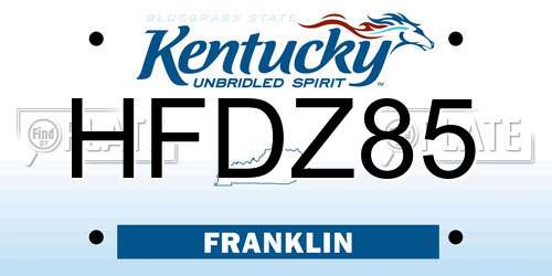 HFDZ85 Kentucky License Plate