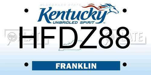 HFDZ88 Kentucky License Plate