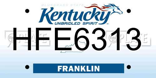 HFE6313 Kentucky License Plate