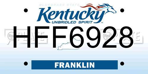 HFF6928 Kentucky License Plate