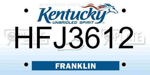 HFJ3612 Kentucky License Plate