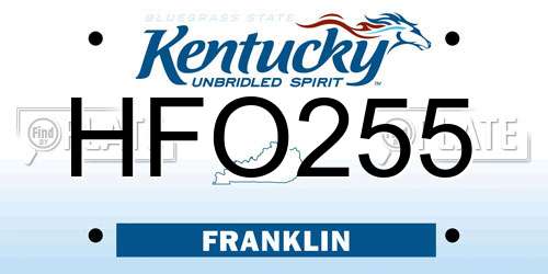 HFO255 Kentucky License Plate