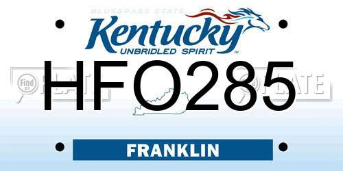 HFO285 Kentucky License Plate