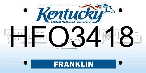 HFO3418 Kentucky License Plate
