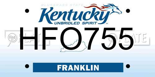 HFO755 Kentucky License Plate