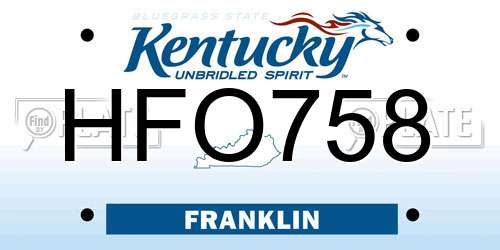 HFO758 Kentucky License Plate