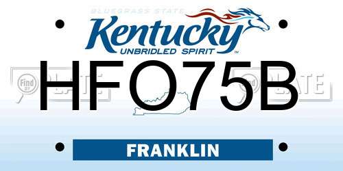 HFO75B Kentucky License Plate