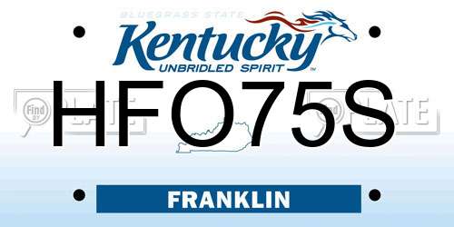 HFO75S Kentucky License Plate