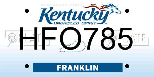 HFO785 Kentucky License Plate