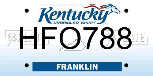 HFO788 Kentucky License Plate