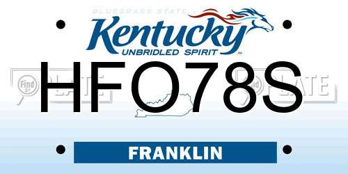 HFO78S Kentucky License Plate