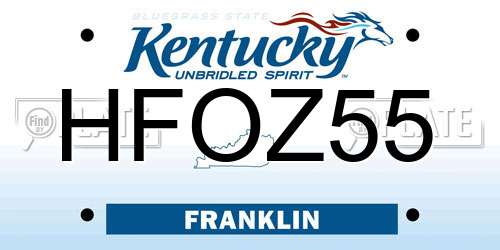 HFOZ55 Kentucky License Plate
