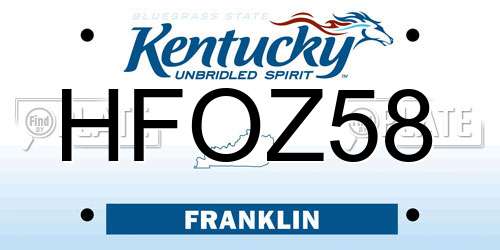HFOZ58 Kentucky License Plate