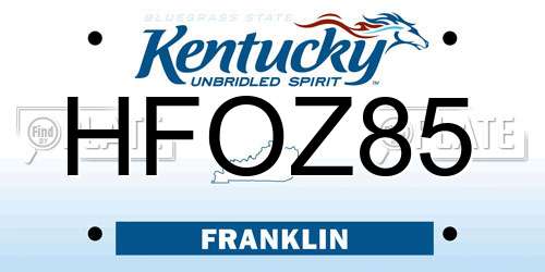 HFOZ85 Kentucky License Plate