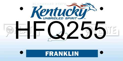 HFQ255 Kentucky License Plate