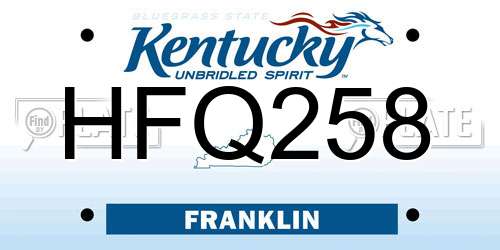 HFQ258 Kentucky License Plate