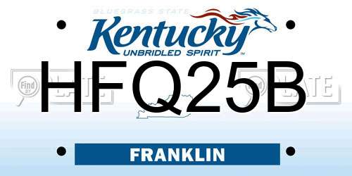 HFQ25B Kentucky License Plate