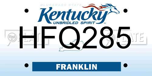 HFQ285 Kentucky License Plate