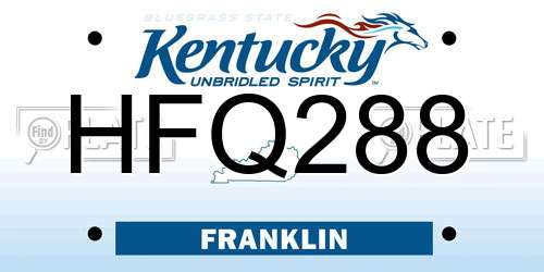 HFQ288 Kentucky License Plate