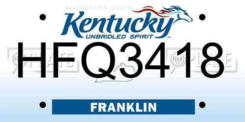 HFQ3418 Kentucky License Plate