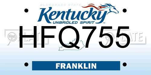 HFQ755 Kentucky License Plate