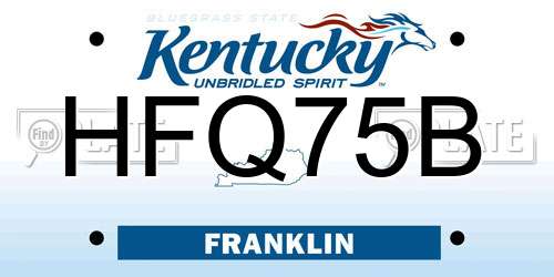HFQ75B Kentucky License Plate