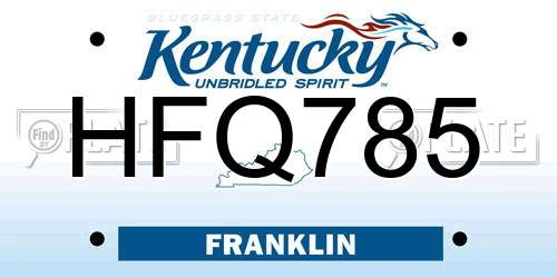 HFQ785 Kentucky License Plate